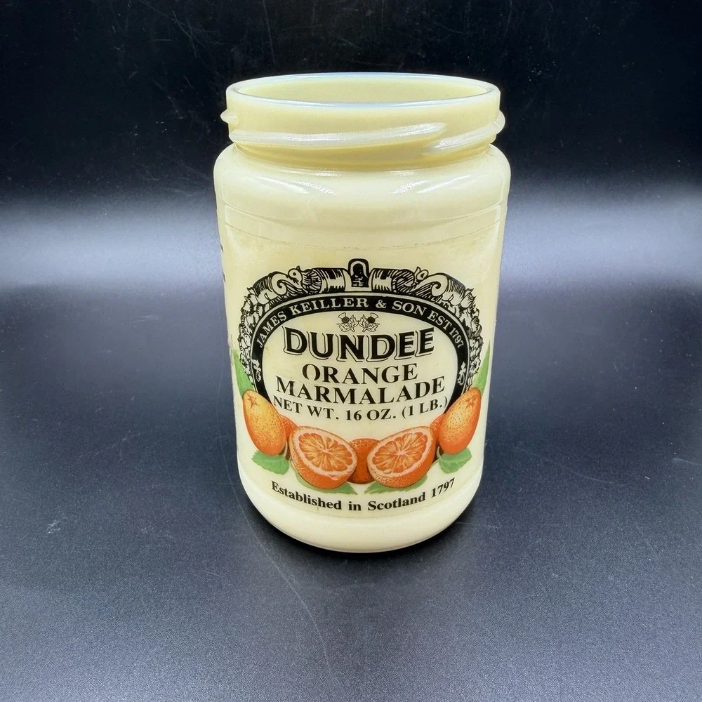 Vintage James Keiller & Son ORANGE MARMALADE JAR Crock Dundee Scotland 16oz